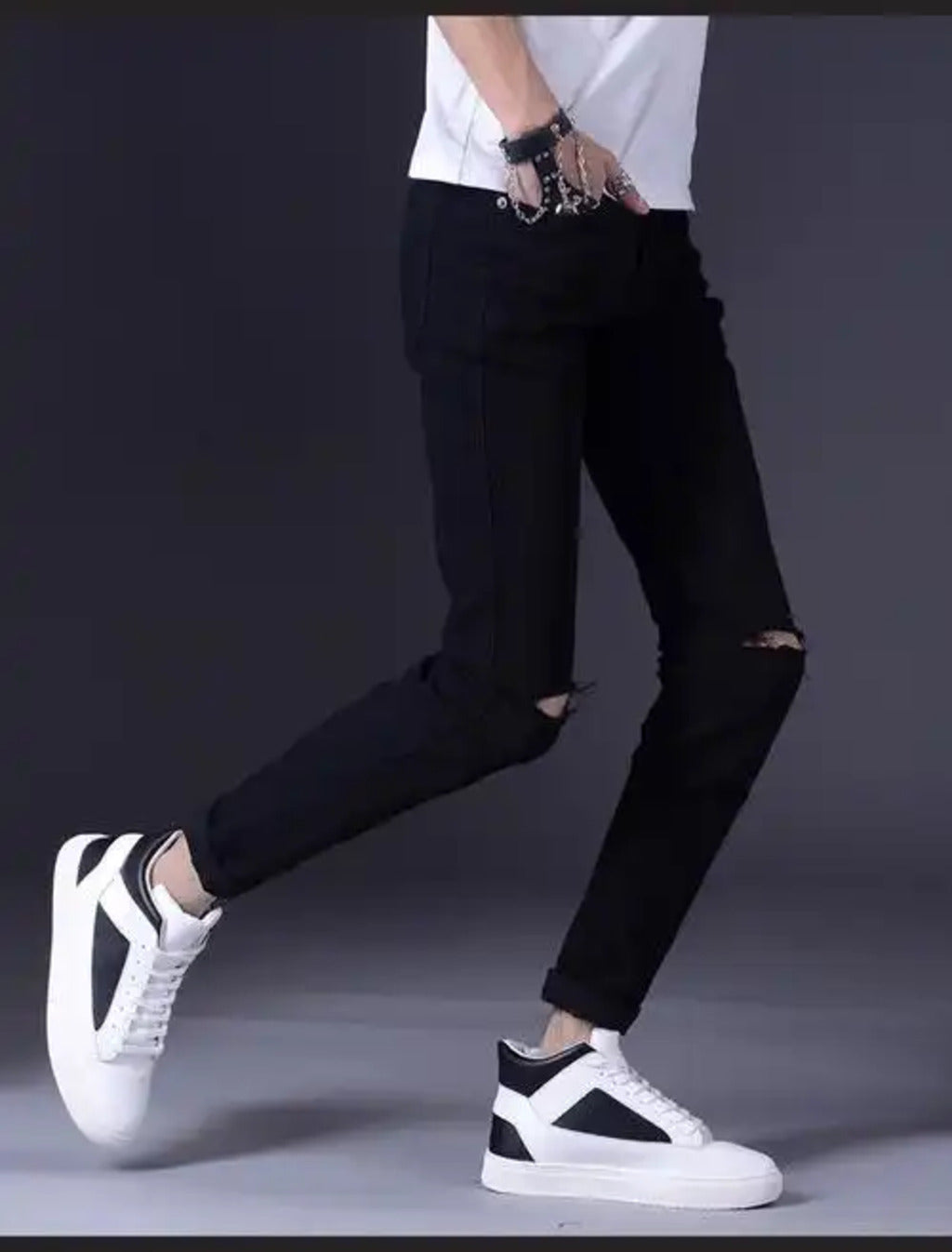 Pantalones Vaqueros Rotos Ajustados para Hombre